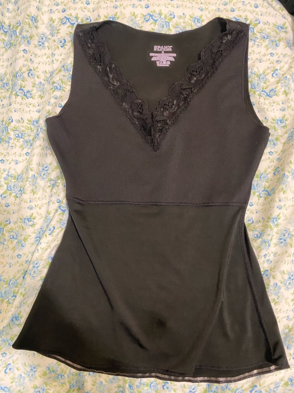 SPANX Black Lace V-Neck Shaping Tank